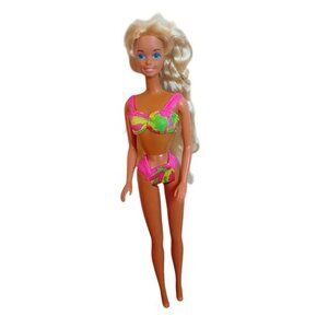 Vintage 1990 Mattel Hawaiian Fun Superstar Barbie Twist N‎ Turn Fashion Doll 12"